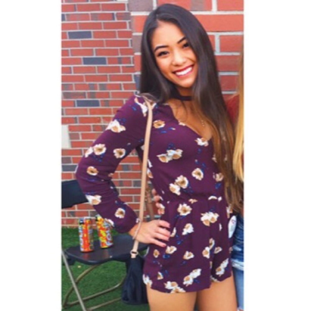 Kendall & Kylie Floral V-Neck Romper